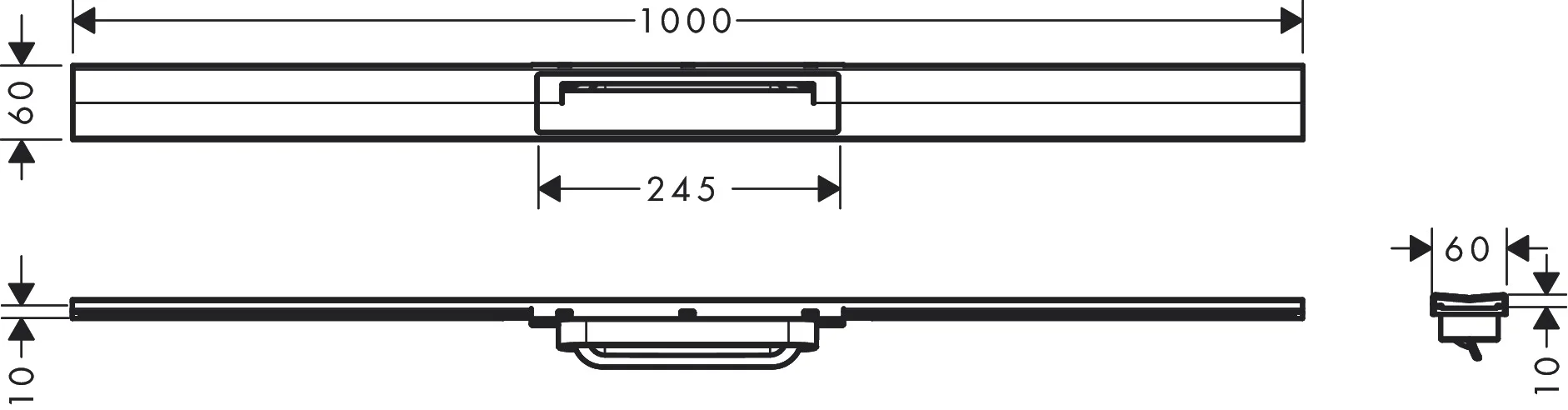Hansgrohe RainDrain Flex Duschrinne 1000 mm, Chrom, zweiseitig montierbar, höhenverstellbar um 10 mm