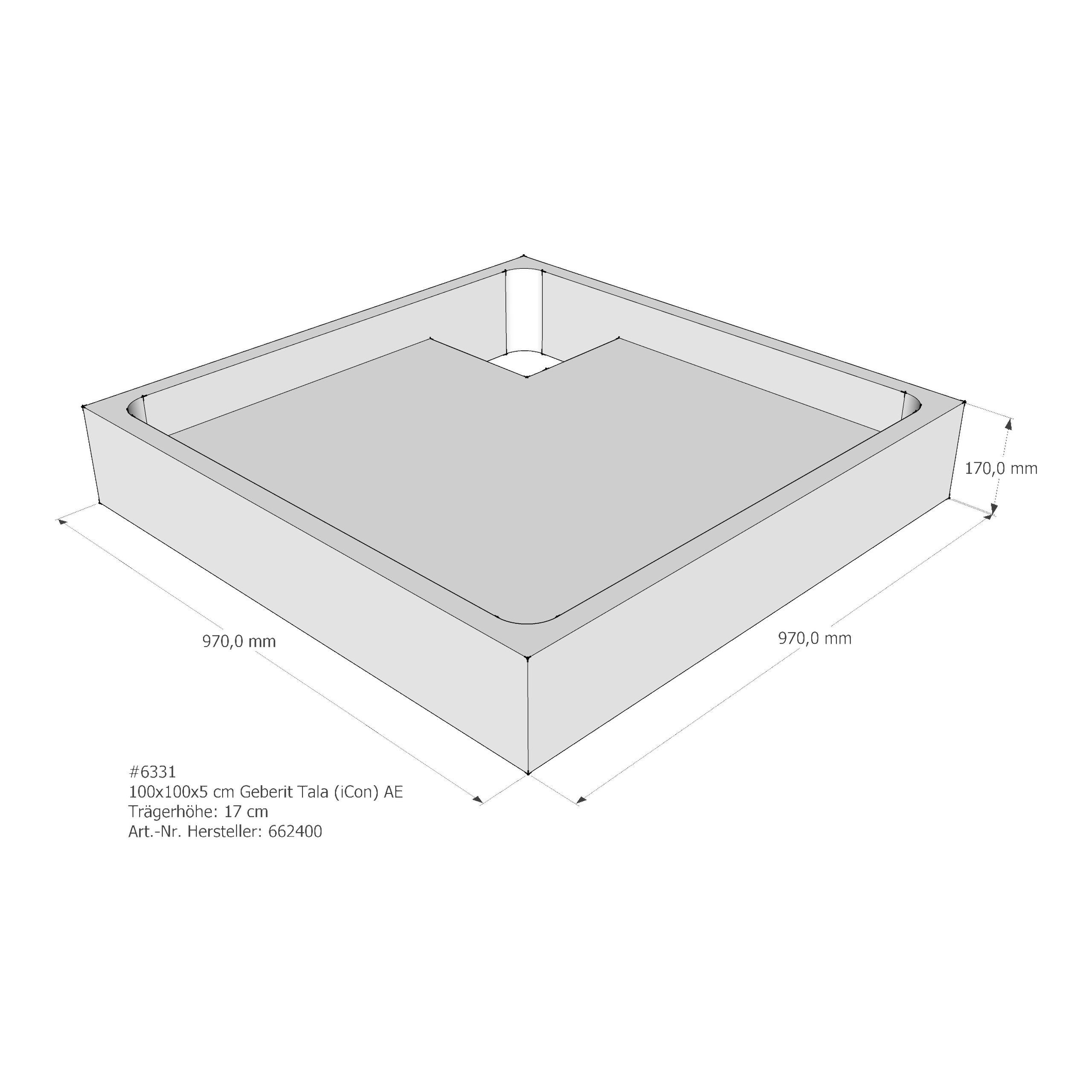 Duschwannenträger Keramag Tala (iCon T50) 100x100x5 cm AE