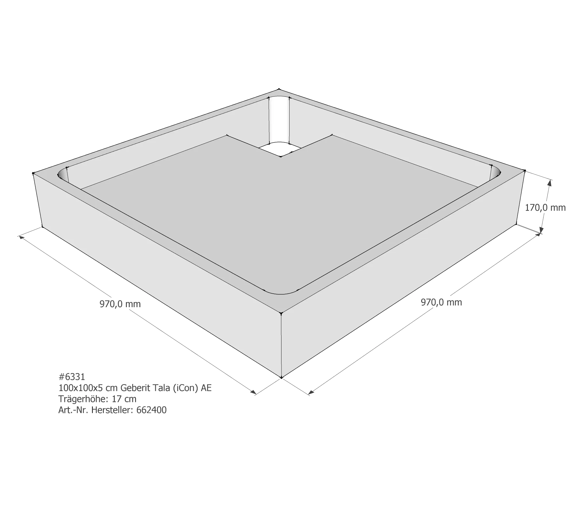 Duschwannenträger für Geberit Tala (iCon T50) 100 × 100 × 5 cm Duschwannenträger für Geberit Tala (iCon T50) 100 × 100 × 5 cm