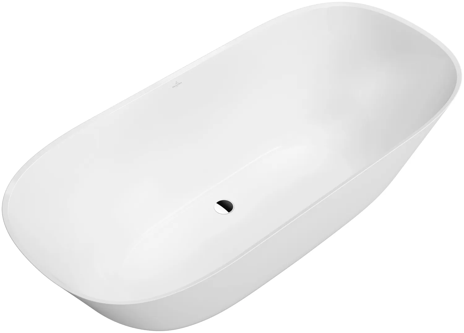 Villeroy & Boch Badewanne „Theano“ freistehend oval 175 × 80 cm, Mittelablauf in Weiß Alpin