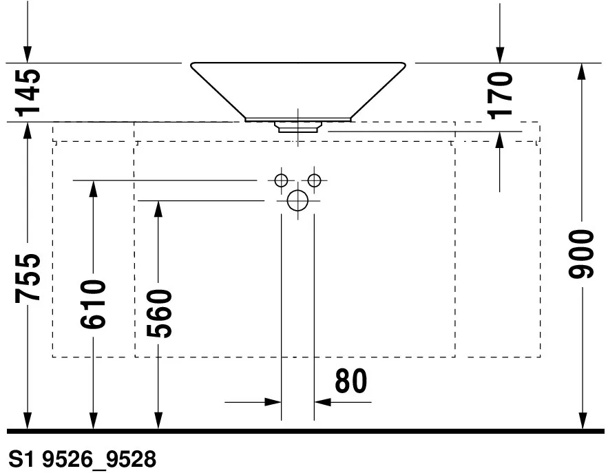 Aufsatzwaschtisch „Starck 1“, mit Überlauf