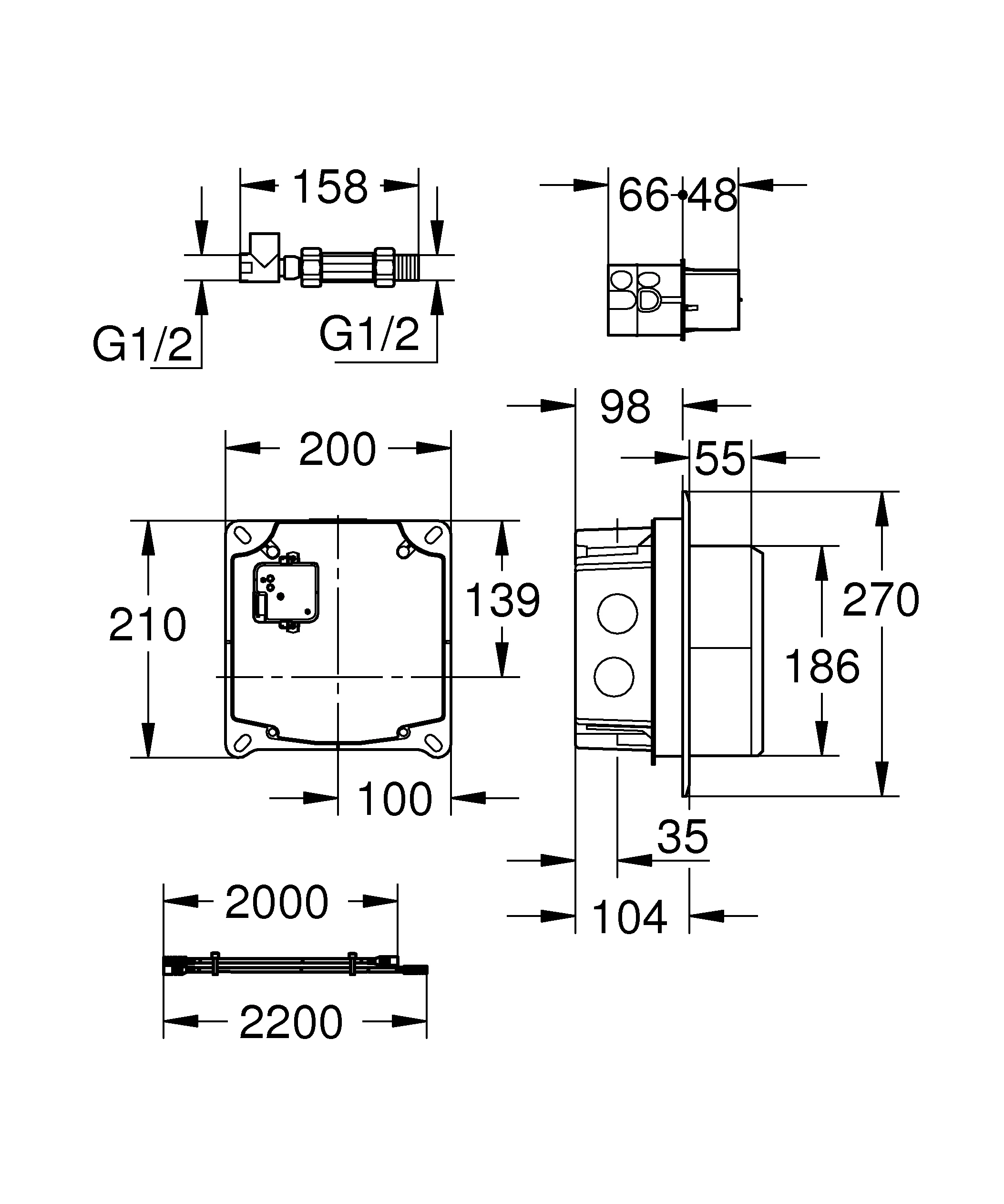 Unterputz-Einbaukasten 36264_1, Wandeinbau, passend zu IR-Fertigmontagesets