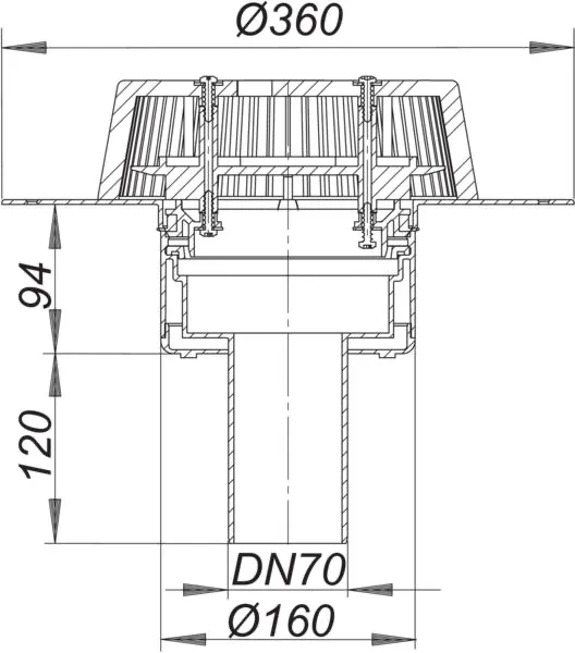 Dachablauf SuperDrain 62 FPO-PP, DN 70