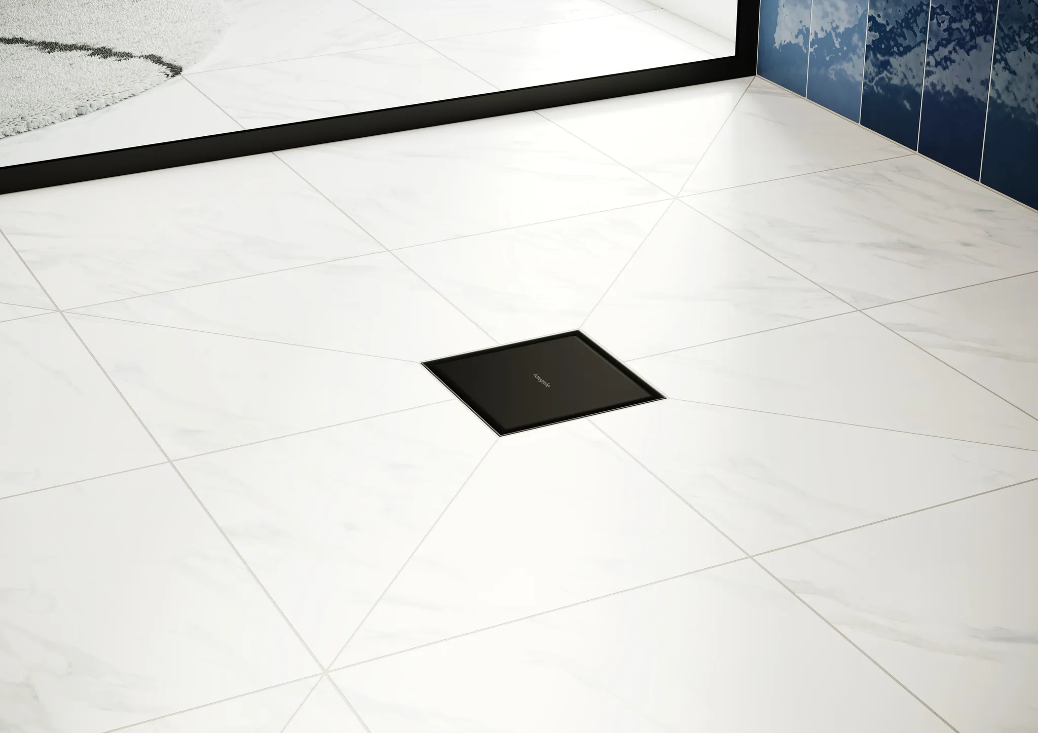 Hansgrohe RainDrain Point Komplettset Punktablauf 100⁄100 rückseitig befliesbar, Mattschwarz Hansgrohe RainDrain Point Komplettset Punktablauf 100⁄100 rückseitig befliesbar, Mattschwarz