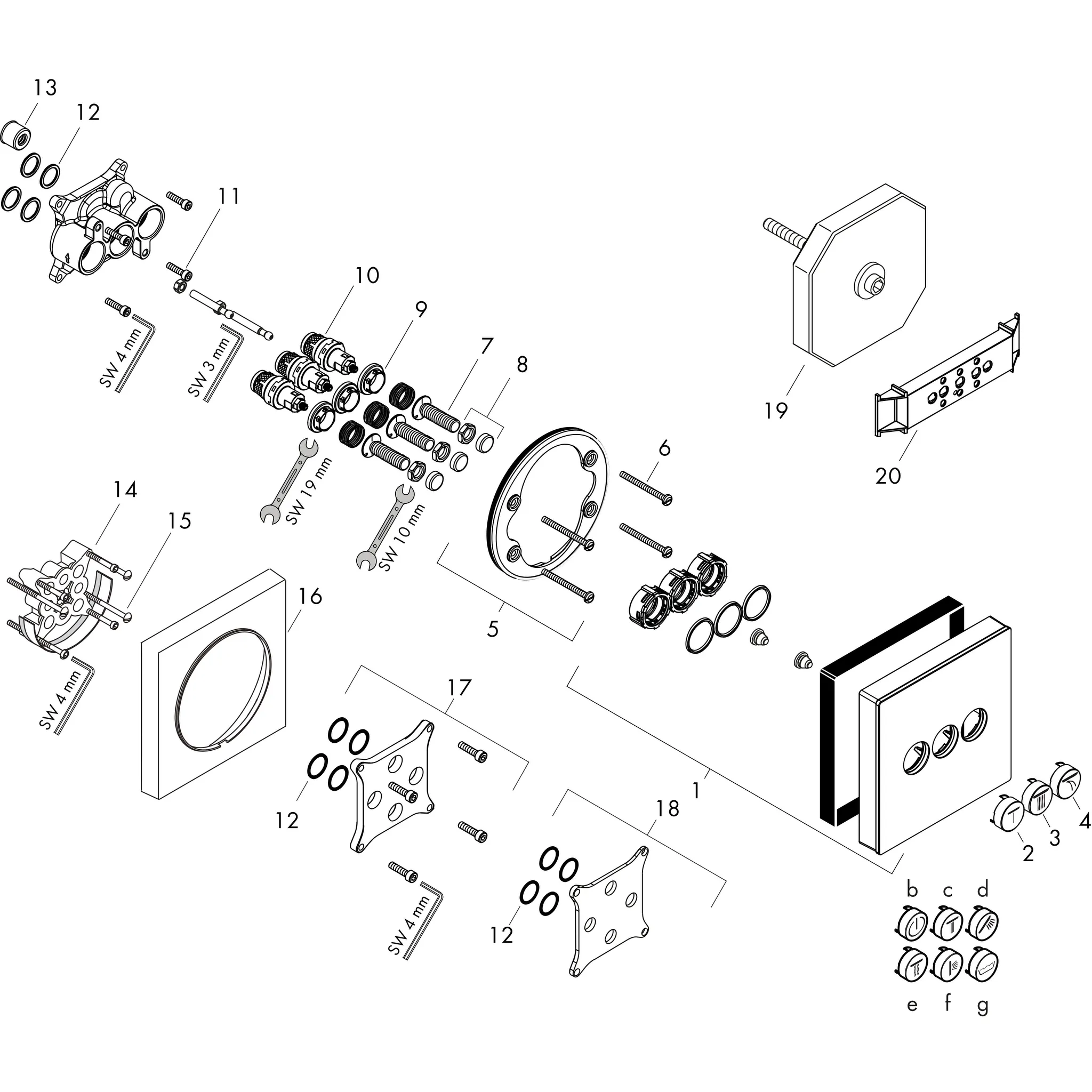 Ventil Unterputz ShowerSelect Glas 3 Verbraucher weiss/chrom Ventil Unterputz ShowerSelect Glas 3 Verbraucher weiss/chrom