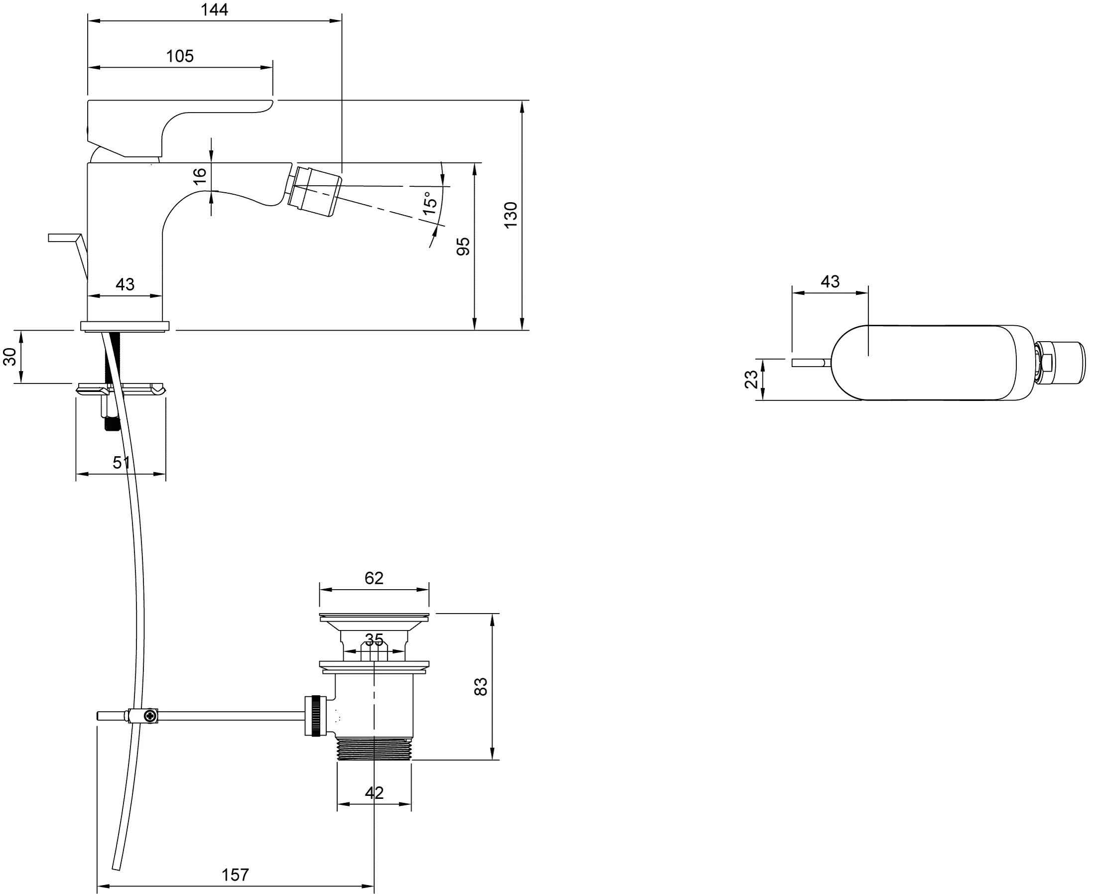 Villeroy & Boch O.novo Einhebel-Bidetarmatur TVB104201110, 43x130x144mm, Chrom Villeroy & Boch O.novo Einhebel-Bidetarmatur TVB104201110, 43x130x144mm, Chrom