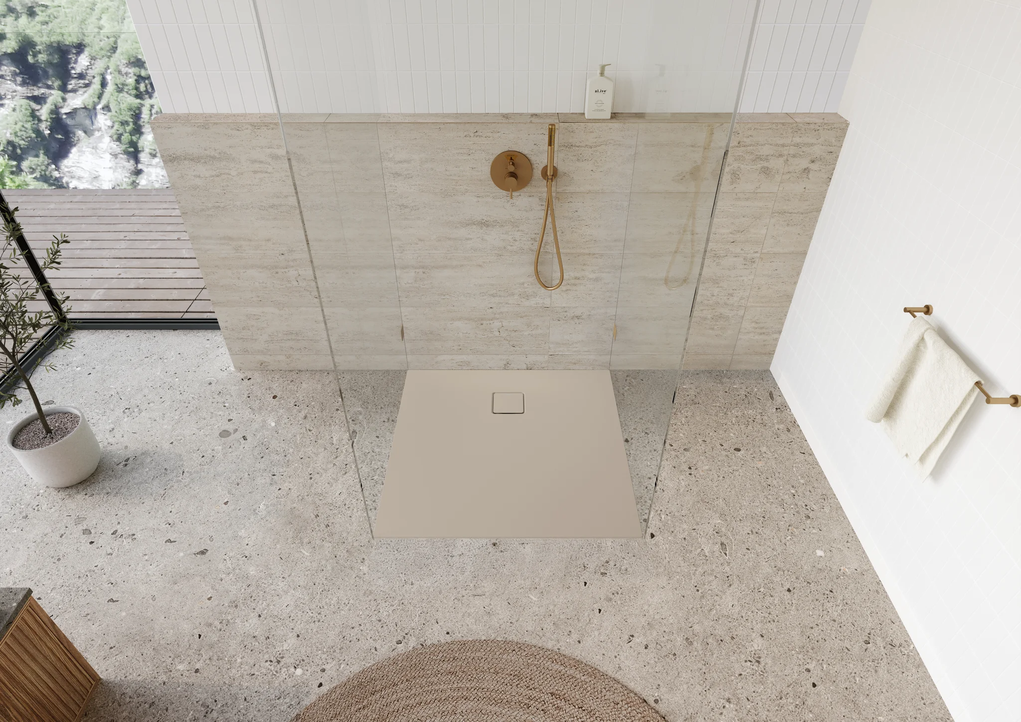 Kaldewei ALUVIA Duschfläche, 1000x1000 mm, warm beige 40, Invisible Grip, SolidLite