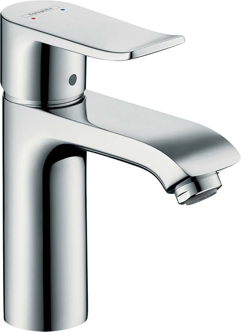 Hansgrohe Metris Einhebel-Waschtischmischer 110 chrom, Ausladung 116 mm, Auslaufhöhe 100 mm, Hebelgriff, Normalstrahl, max. Durchfluss 5 l/min, Keramikmischsystem, einstellbare Temperaturbegrenzung, für Durchlauferhitzer geeignet