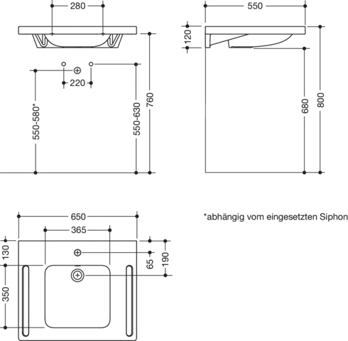 HEWI Waschtisch PG87, alpinweiß, 650x550mm HEWI Waschtisch PG87, alpinweiß, 650x550mm