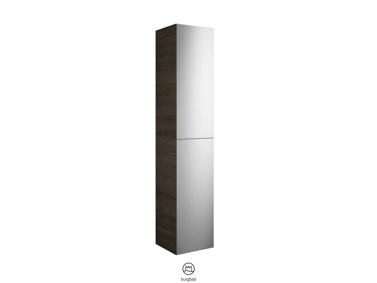 Hochschrank, 2 Spiegeltüren mit Tip-On-Technik;4 Einlegeböden;1 fester Boden, Tiefe: 350 mm, Breite: 350 mm, Höhe: 1760 mm