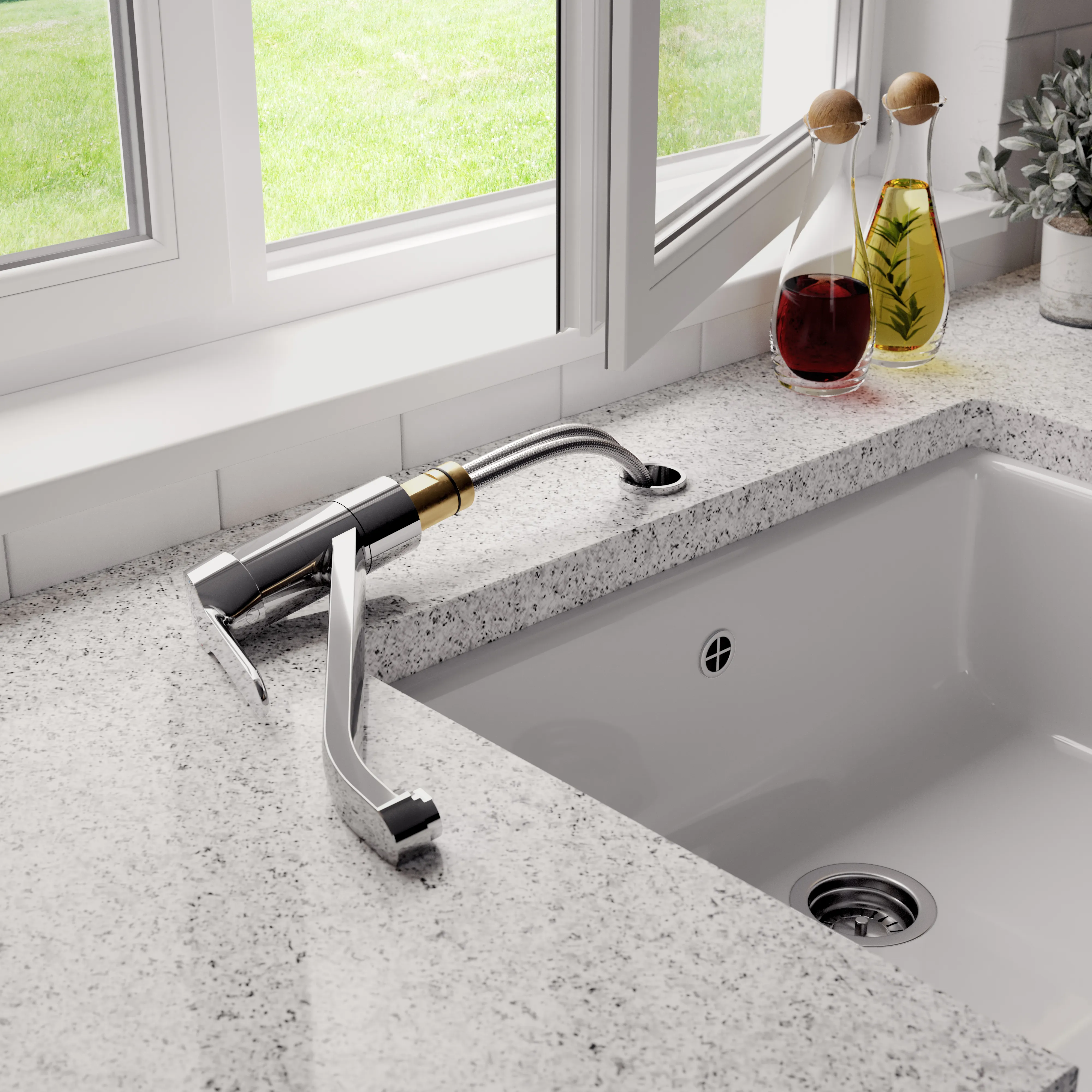 Küchenarmatur Ceraflex, mit Rohrauslauf, Ausladung 228mm, Vorfenstermontage, Chrom Küchenarmatur Ceraflex, mit Rohrauslauf, Ausladung 228mm, Vorfenstermontage, Chrom