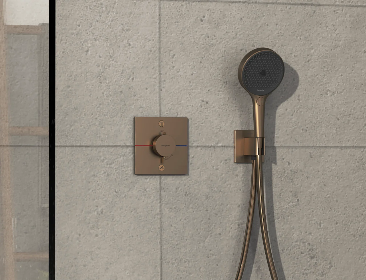 Hansgrohe ShowerSelect Comfort E Thermostat Unterputz, Brushed Bronze, 2 Verbraucher, max. Durchfluss 22,7 l/min, min./max. Betriebsdruck 1/10 bar