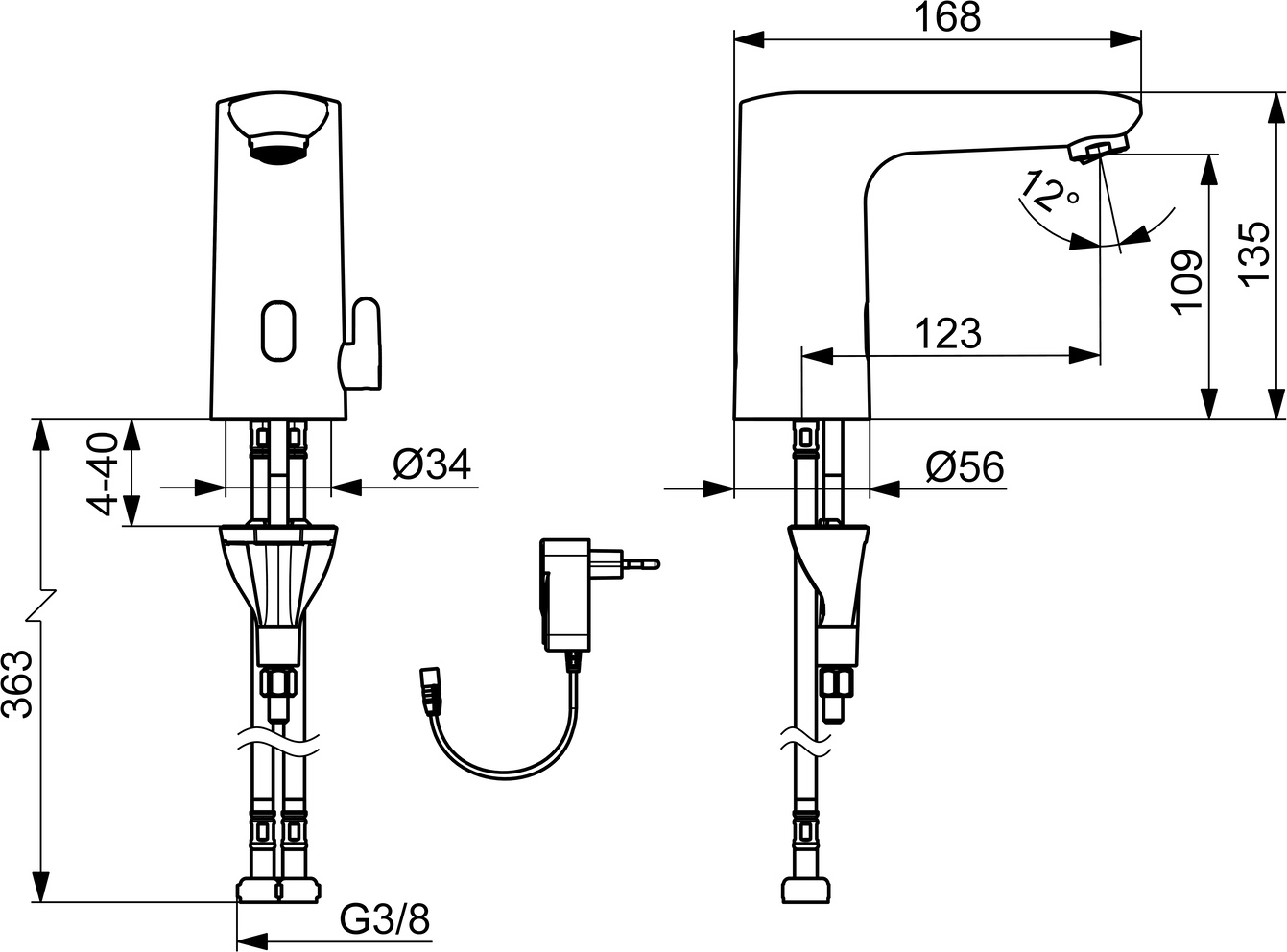Hansa Waschtischarmatur, elektronisch „Electra“ Ausladung 123 mm in Chrom Hansa Waschtischarmatur, elektronisch „Electra“ Ausladung 123 mm in Chrom