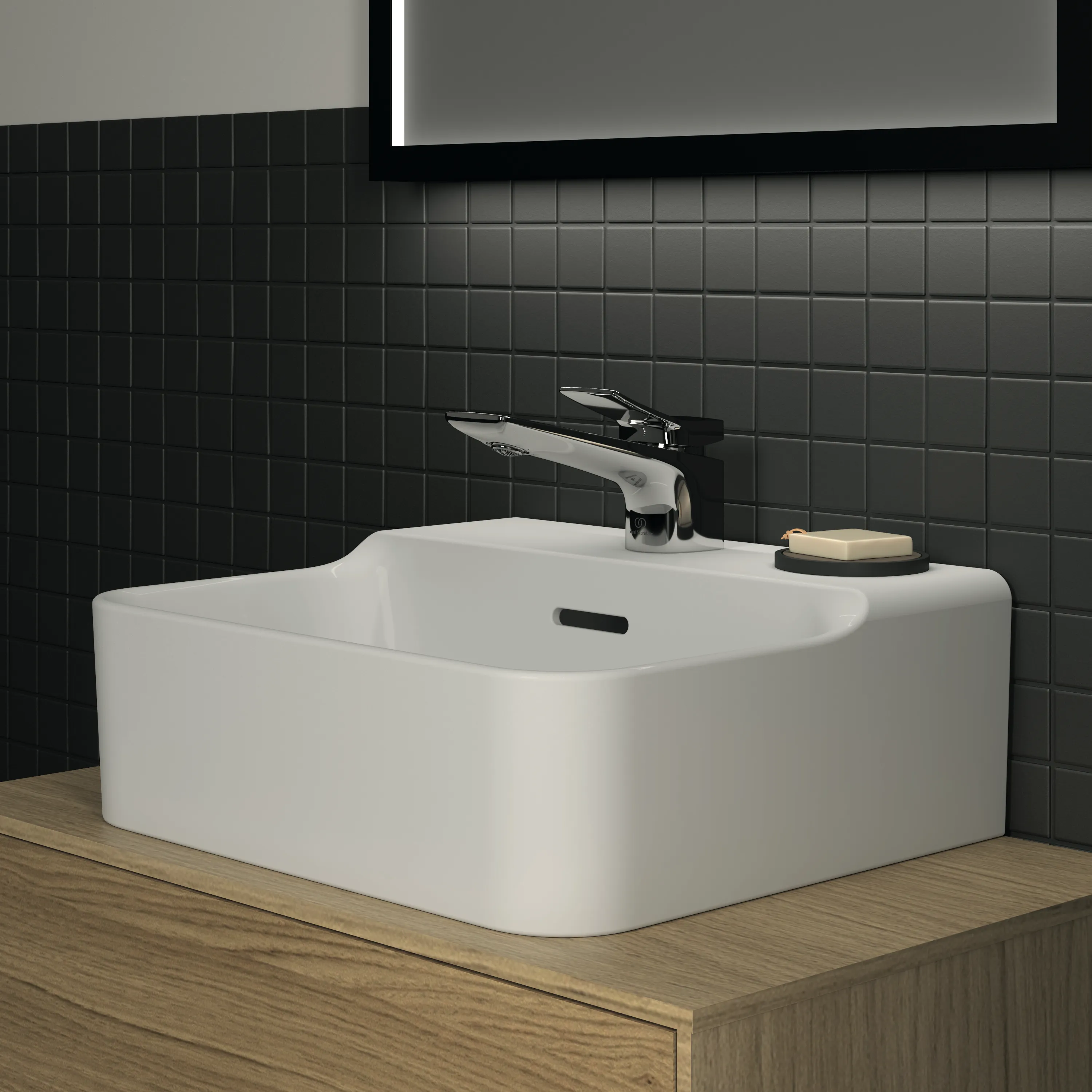 Waschbecken „Conca“ 40 × 35 × 16,5 cm, Hahnlochposition mittig in Weiß Waschbecken „Conca“ 40 × 35 × 16,5 cm, Hahnlochposition mittig in Weiß