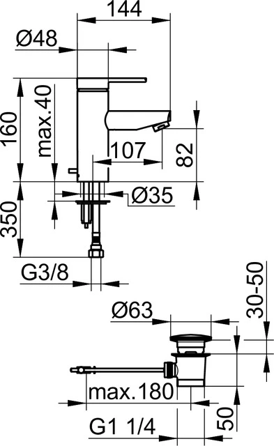 Plan blue 53902010000 Einhebel-Waschtischmischer 90 mit Zugstangen-Ablaufgarnitur verchromt Plan blue 53902010000 Einhebel-Waschtischmischer 90 mit Zugstangen-Ablaufgarnitur verchromt