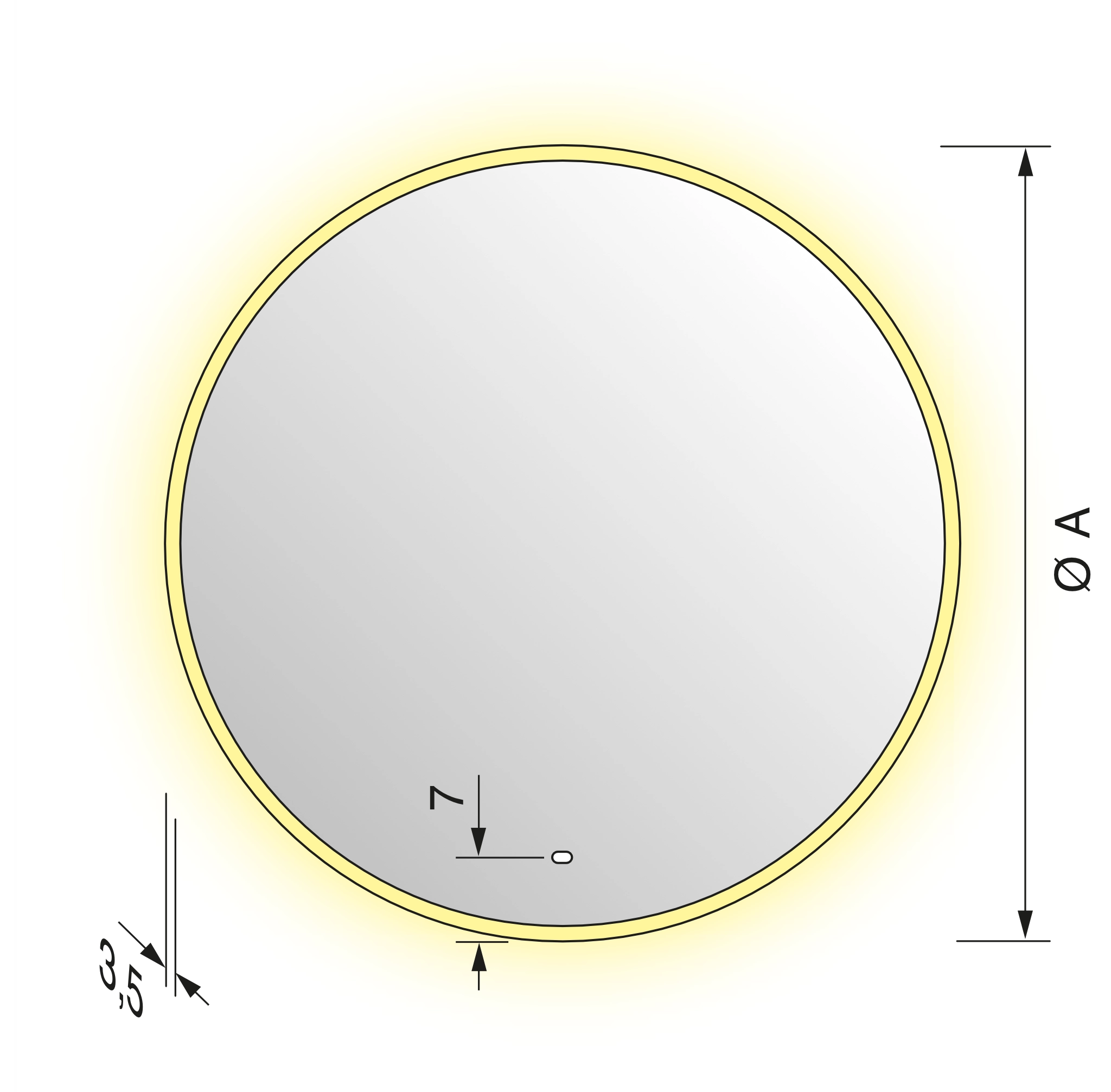 Spiegel Look 9, 70 cm Rahmen: Alu Eloxal