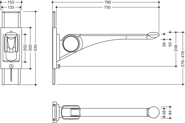 HEWI Stützklappgriff „Serie 802 LifeSystem“