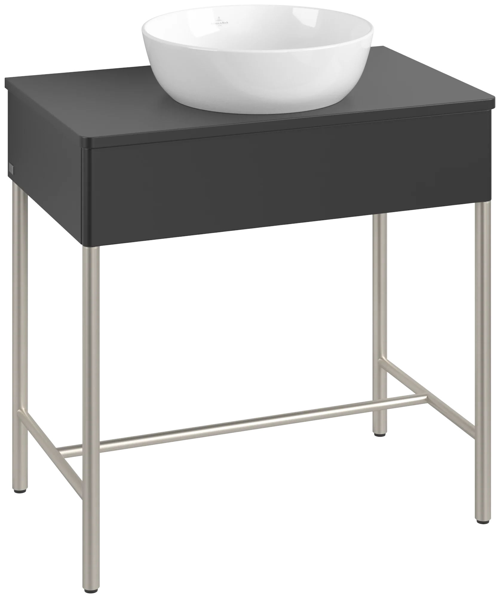 Villeroy & Boch Waschbeckenunterschrank Artis, eckig, Black Matt Lacquer, 800x782x500 mm, mit Metallgestell und Push-to-open Funktion