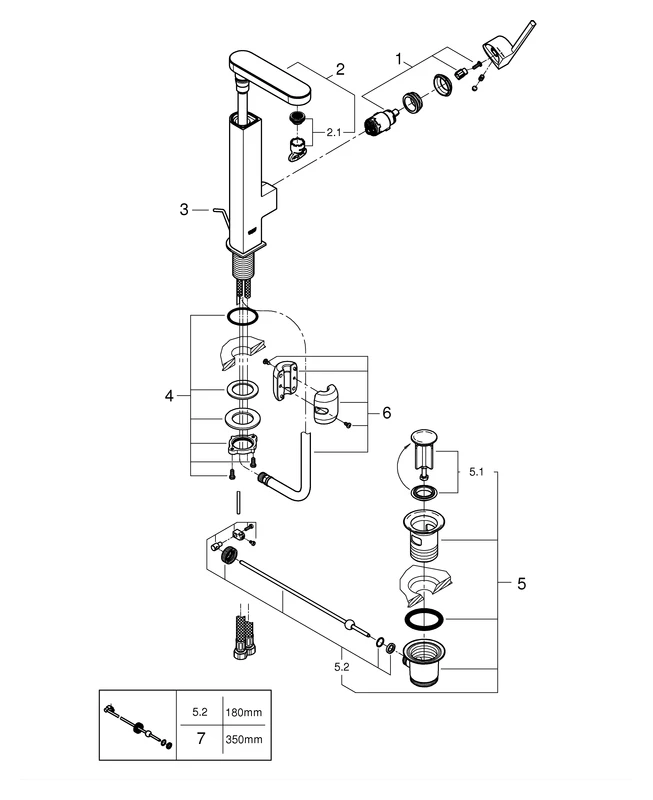 Einhand-Waschtischbatterie Plus 23843_3, L-Size, Einlochmontage, herausziehbarer Auslauf, Zugstangen-Ablaufgarnitur 1 1/4″, chrom