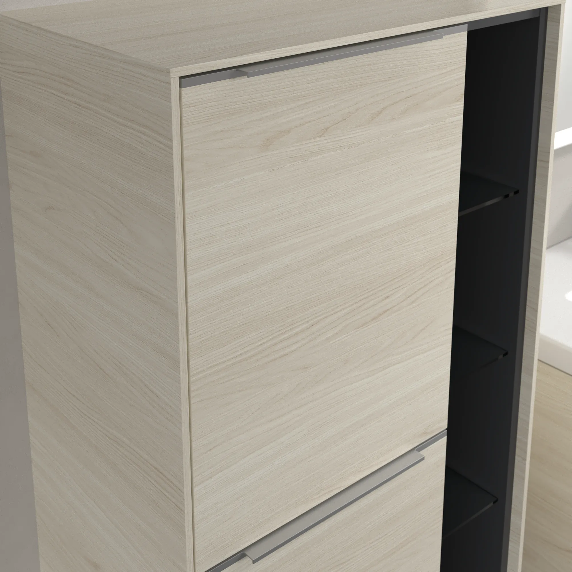 Villeroy & Boch Mittelschrank „Subway 3.0“ 57,4 × 120 × 36,2 × 36,2 cm in #Farbe#, 2 Türen, Anschlag (Scharnier) links, 2 Türen, Anschlag links