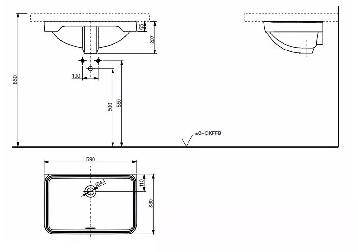 Toto Unterbauwaschtisch „WU“ 590 × 380 × 207 mm