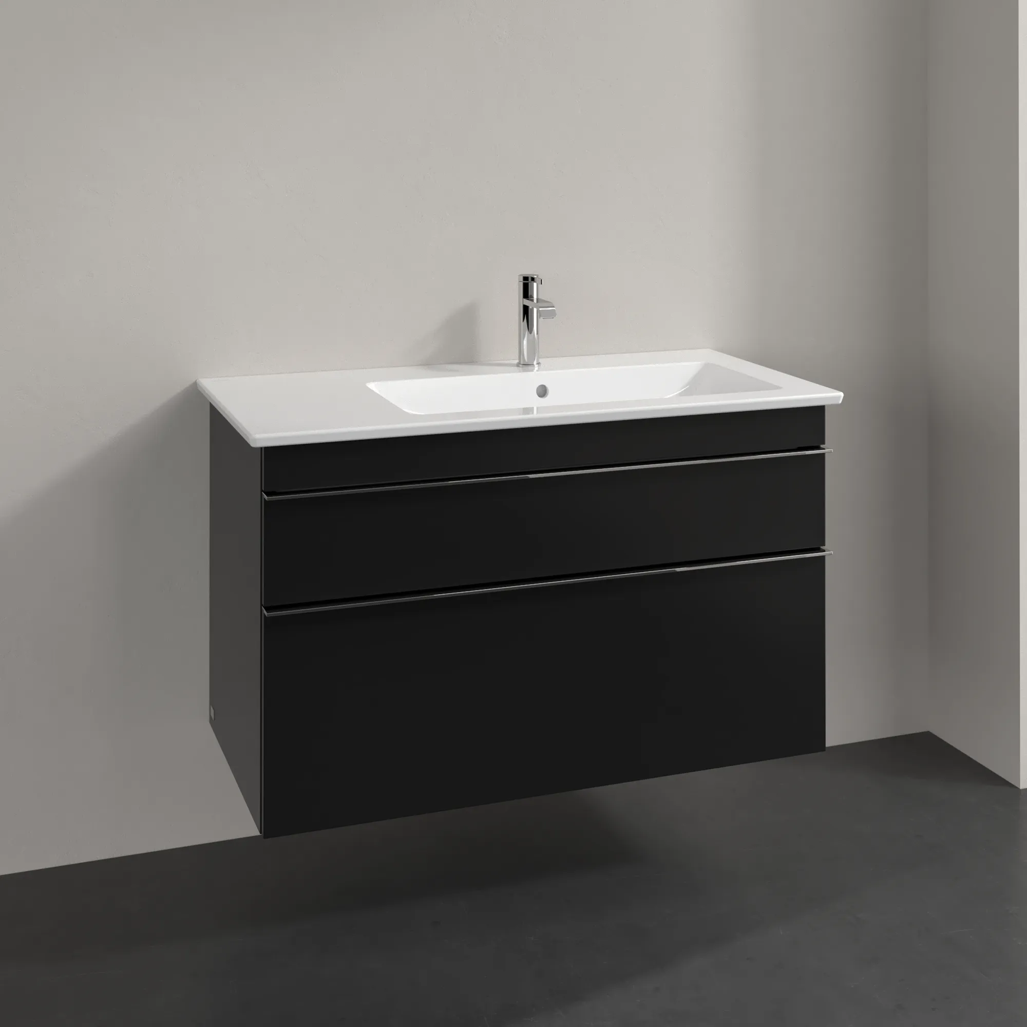 Villeroy & Boch Waschtischunterschrank „Venticello“ für Schrankwaschtisch 953 × 590 × 502 mm Volcano Black, für Becken rechts