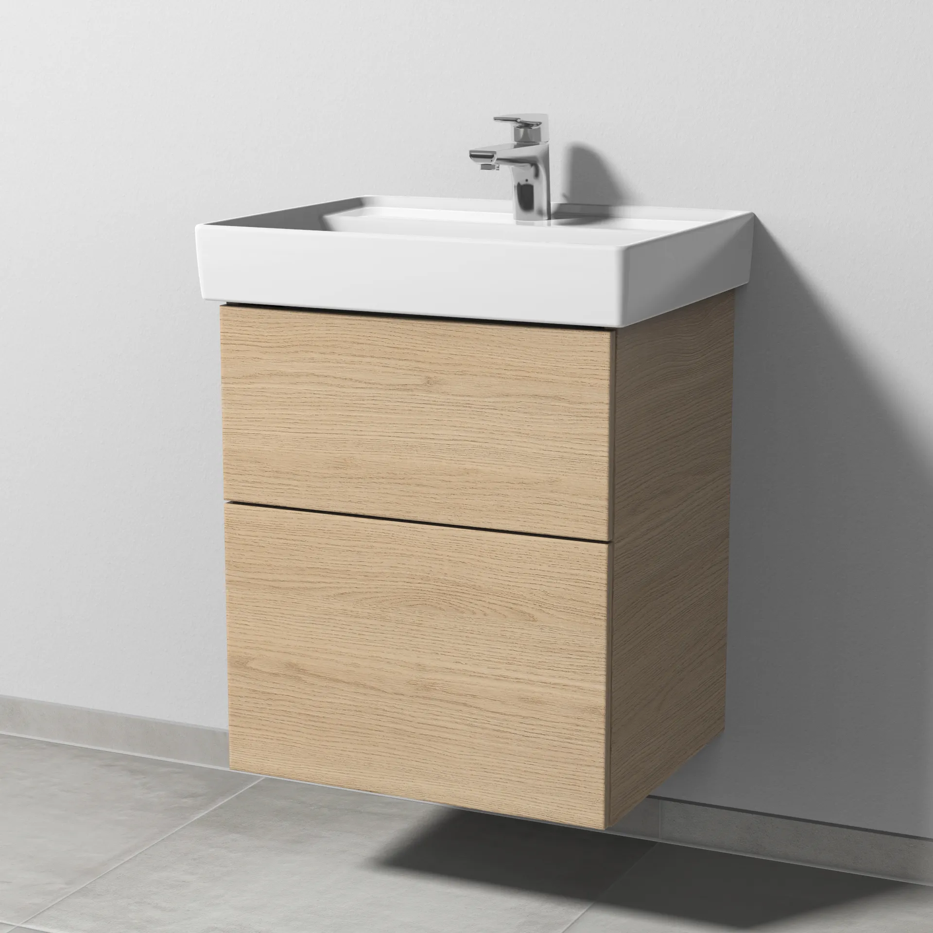 Sanipa Waschtischunterschrank „3way“ passend zu Keramik-Waschtische Collaro von Villeroy &Boch 500 × 588 × 417 mm in Eiche Nordic