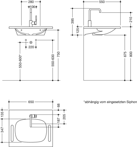 HEWI Produktset Waschtisch und Armatur, PG87, alpinweiß, 650x550 mm, Aquablau HEWI Produktset Waschtisch und Armatur, PG87, alpinweiß, 650x550 mm, Aquablau