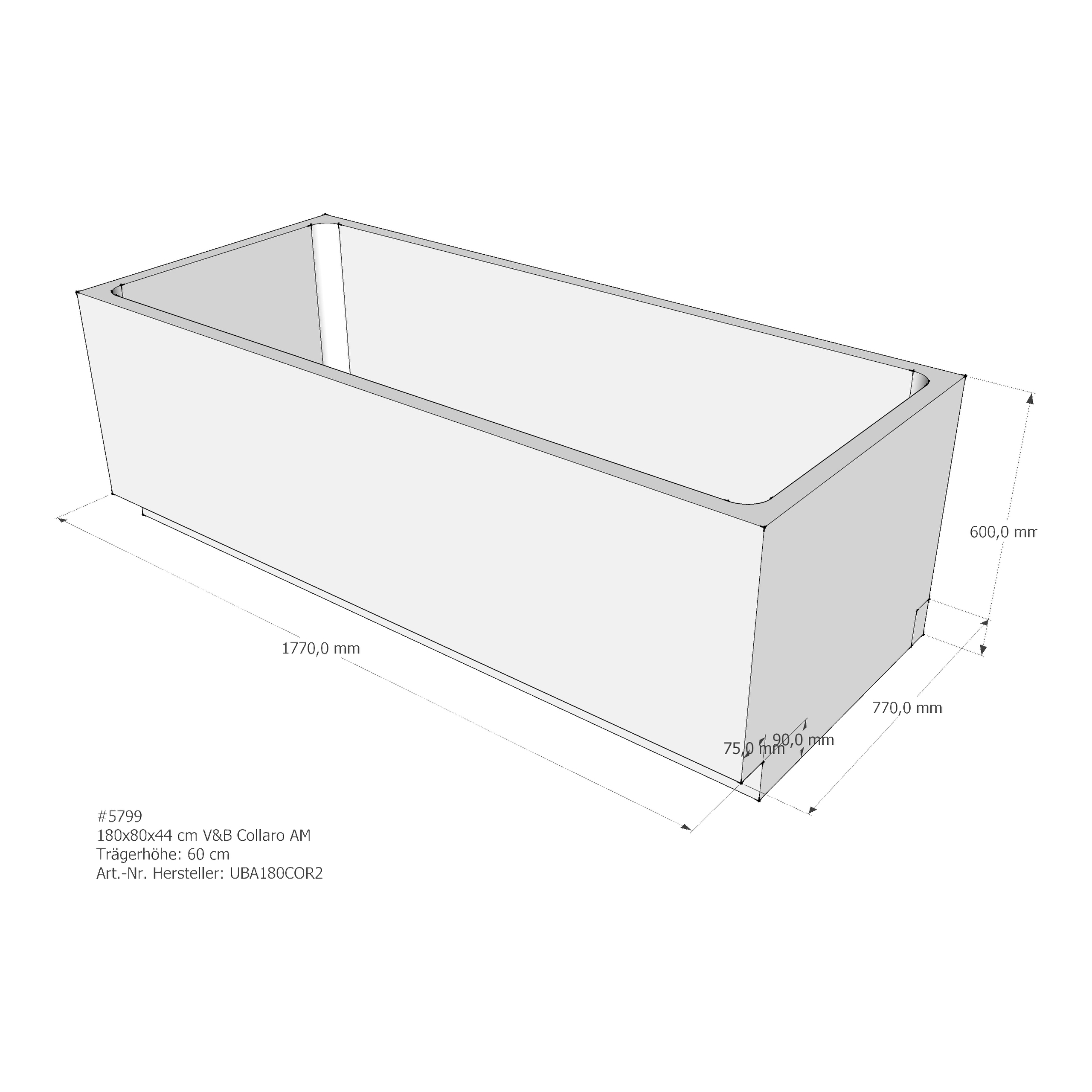 Badewannenträger für Villeroy & Boch Collaro 180 × 80 × 47 cm