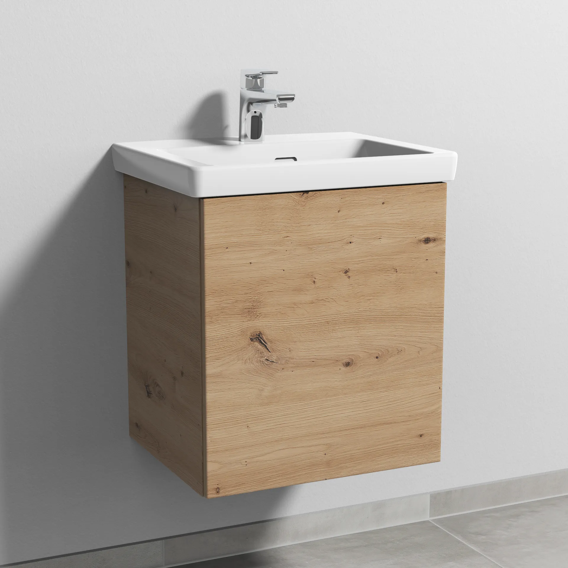 Sanipa Waschtischunterschrank „3way“ 457 × 517 × 391 mm in Eiche Natural-Touch, Anschlag rechts