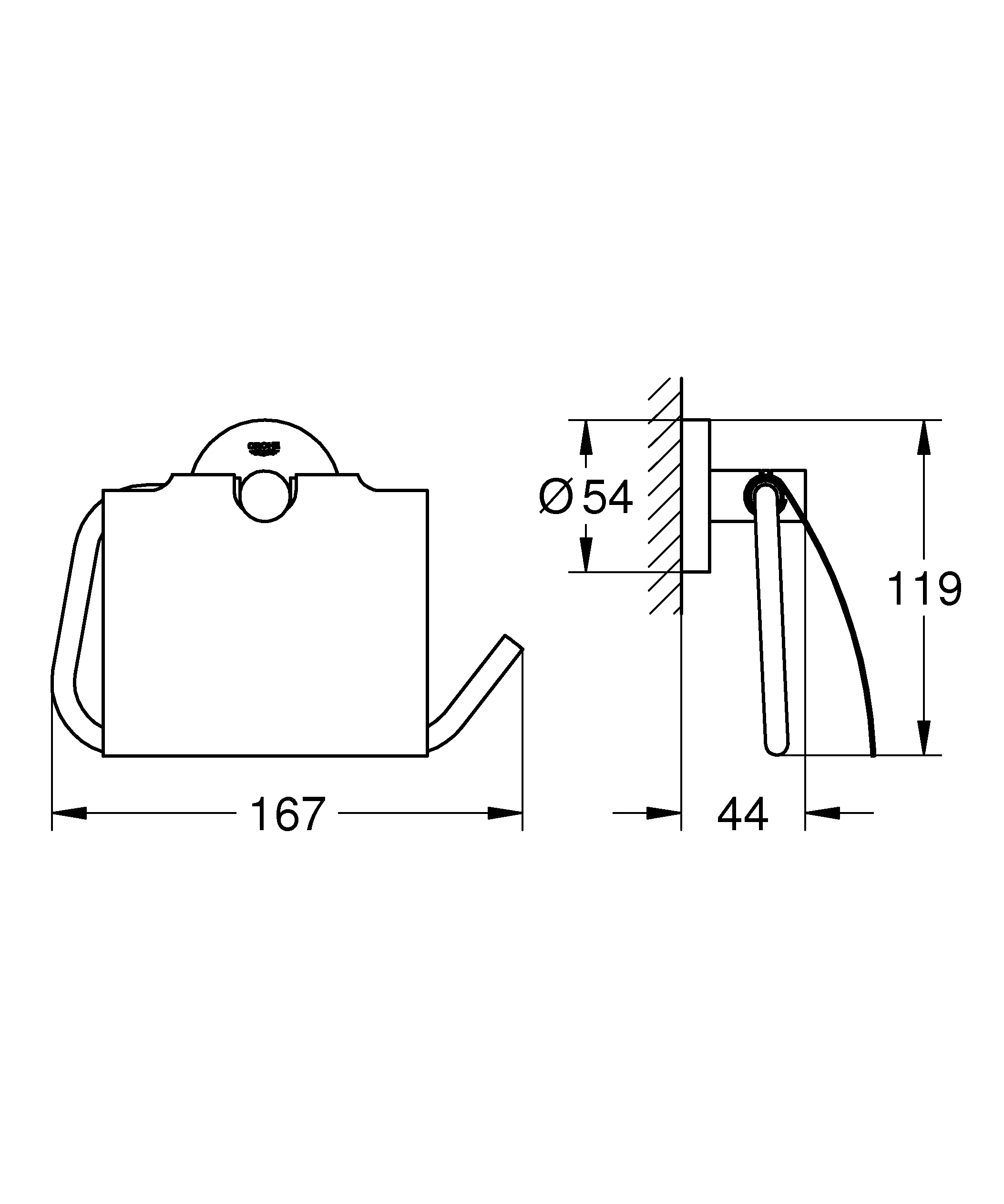 WC-Papierhalter Essentials 40367_1, mit Deckel, chrom