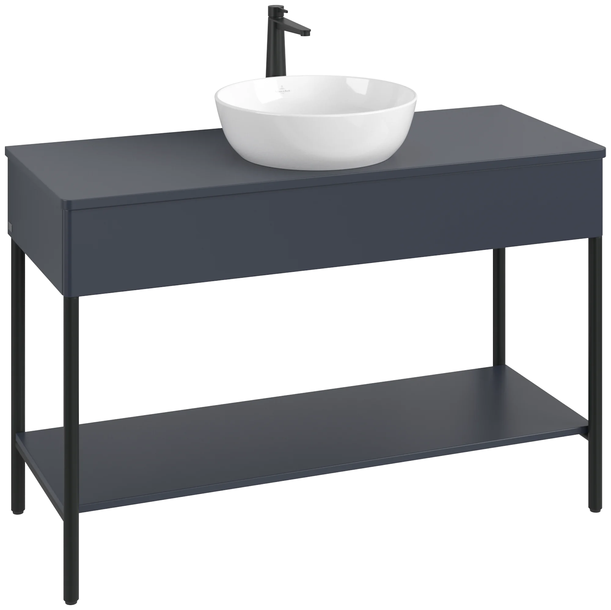 Villeroy & Boch Waschbeckenunterschrank Artis, Eckig, Midnight Blue Matt Lacquer, 1.200 x 782 x 500 mm, Push-to-open Funktion, mit Hahnlochbohrung