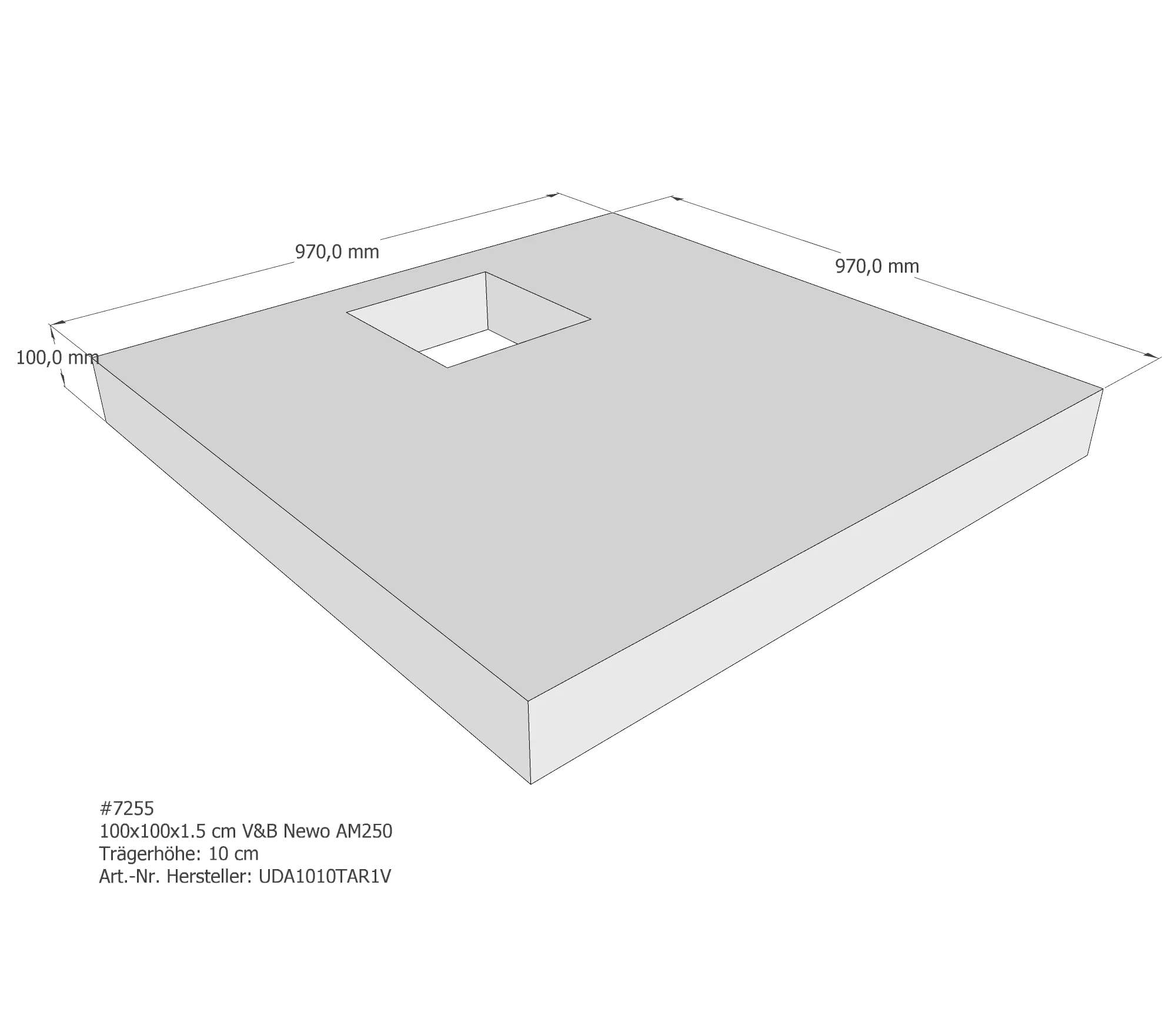 Duschwannenträger passend für Villeroy & Boch Newo 100 × 100 × 1,5 cm Duschwannenträger passend für Villeroy & Boch Newo 100 × 100 × 1,5 cm