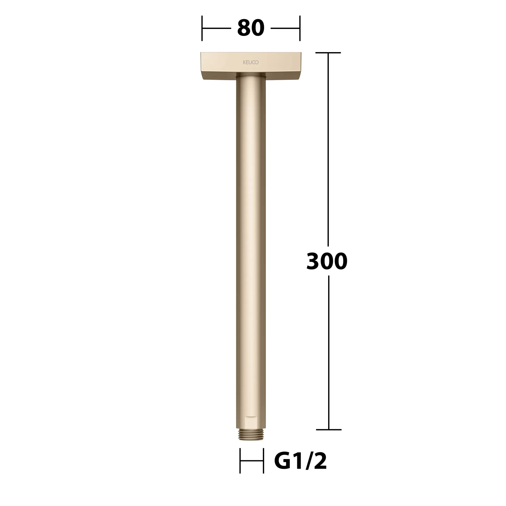 KEUCO Brausearm Deckenmontage eckig 300 mm Bronze gebürstet