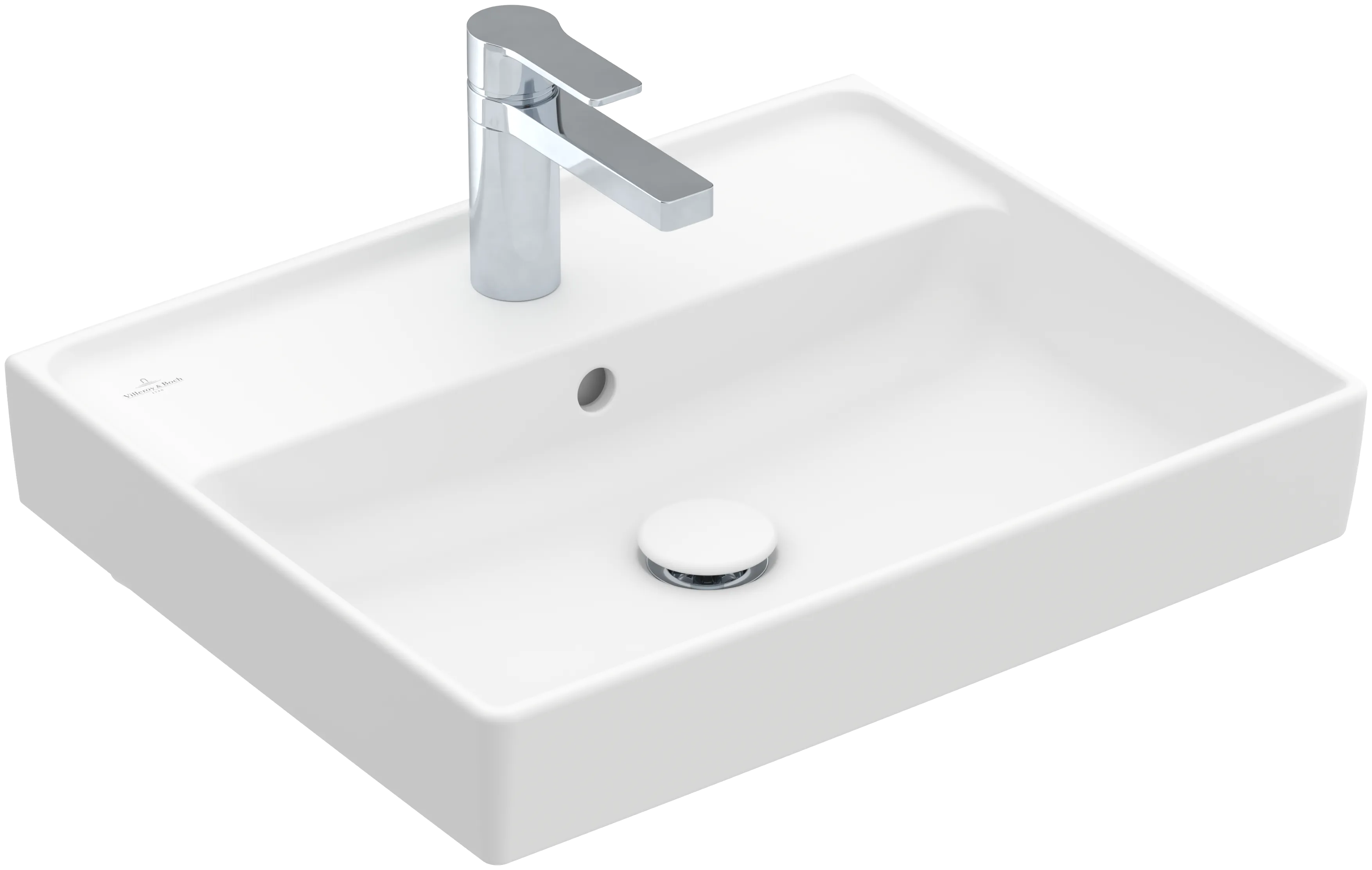 Villeroy & Boch Wandwaschtisch aus TitanCeram „Collaro“ 550 × 440 × 160 mm, mit Hahnlochbohrung, Hahnlochposition mittig in Stone White Villeroy & Boch Wandwaschtisch aus TitanCeram „Collaro“ 550 × 440 × 160 mm, mit Hahnlochbohrung, Hahnlochposition mittig in Stone White