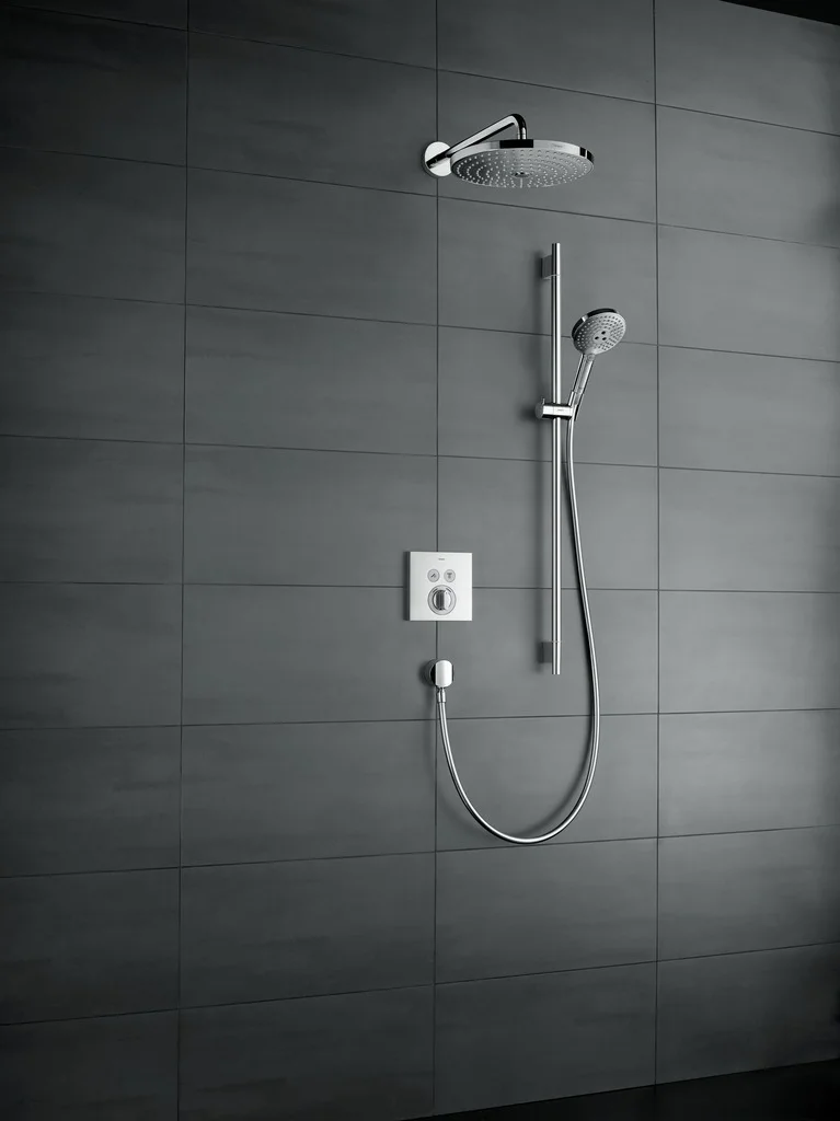 Hansgrohe Raindance Select S Brausenset 120 EcoSmart Unica'S Puro 900 mm chrom, 3-Jet-Brause mit verstellbarem Neigungswinkel und QuickClean-Technologie