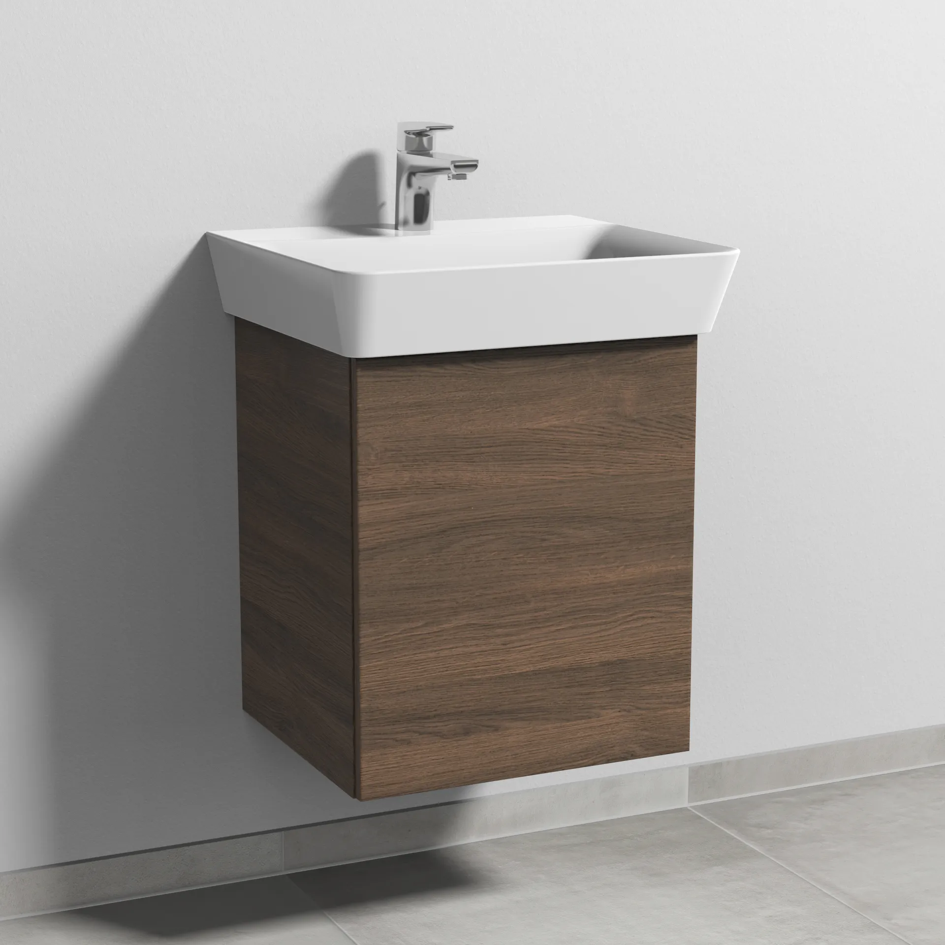Sanipa Waschtischunterschrank „3way“ passend zu Keramik-Waschtische Connect Air Cube von Ideal Standard 430 × 513 × 392 mm in Eiche Arizona, Anschlag