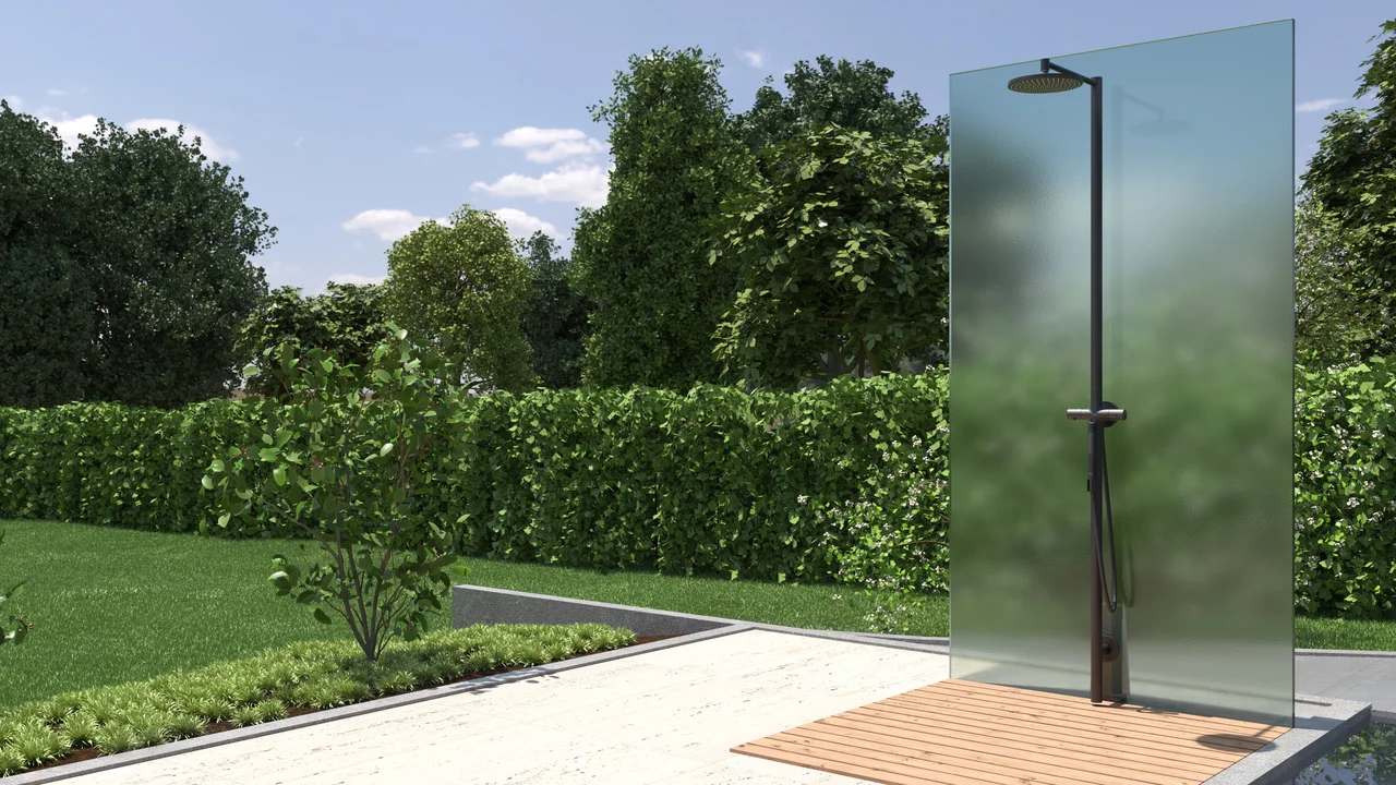 Hansgrohe AXOR Starck Duschsäule mit Kopfbrause 240 1jet mattschwarz, DN15, Aufputzmontage, Outdoor