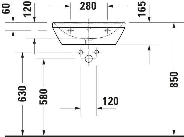 Wandwaschtisch „D-Neo“, mit Überlauf Wandwaschtisch „D-Neo“, mit Überlauf