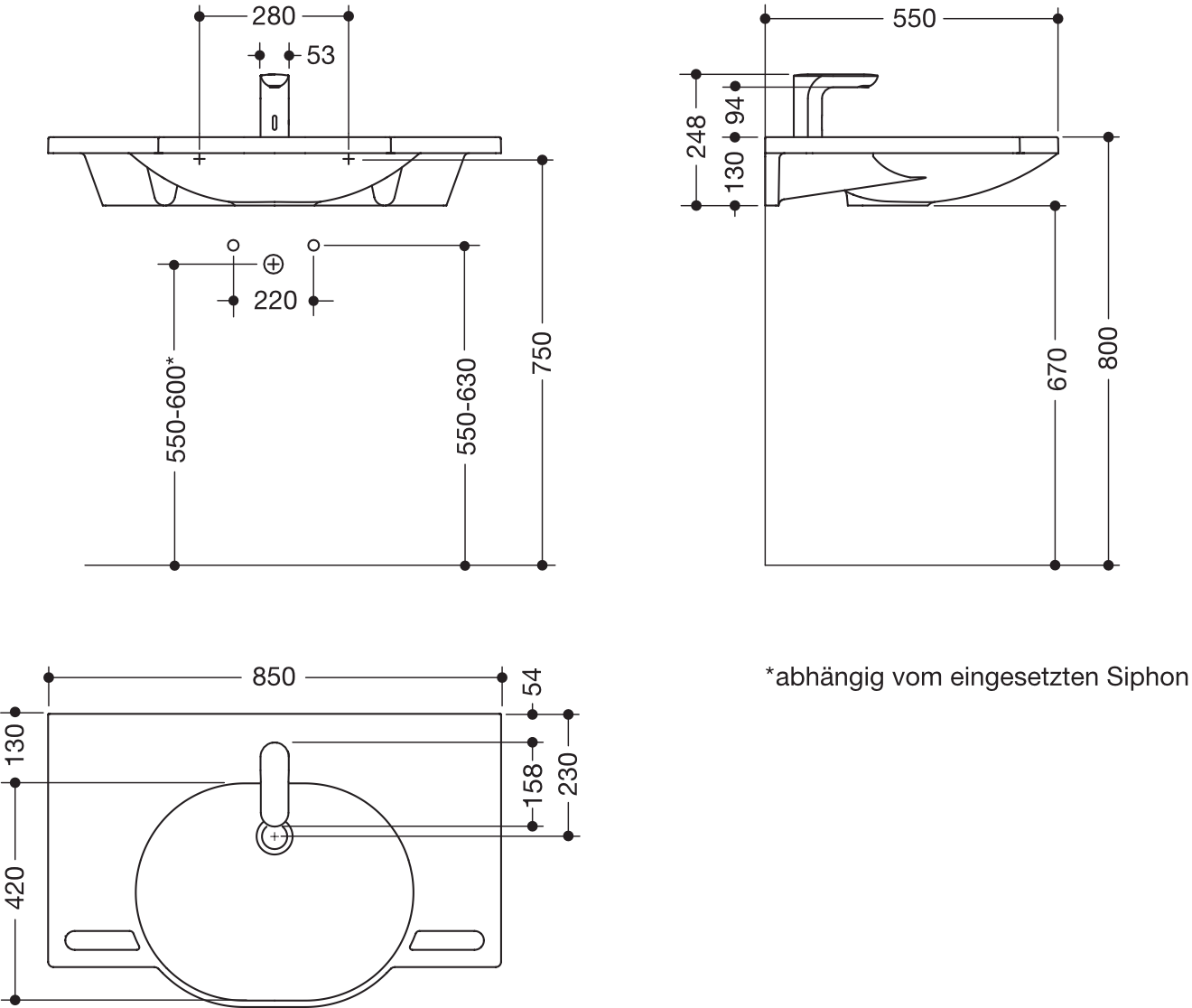 Set-Waschtisch und Armatur 85 × 41,5 × 11 cm