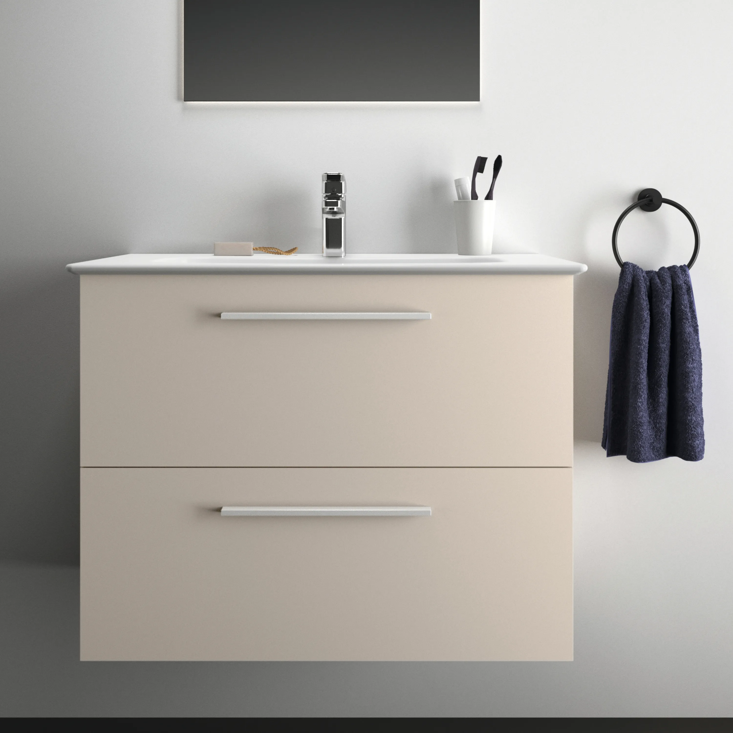 Waschbecken „i.life A“ 84 × 46 × 15,5 cm, Hahnlochposition mittig Waschbecken „i.life A“ 84 × 46 × 15,5 cm, Hahnlochposition mittig