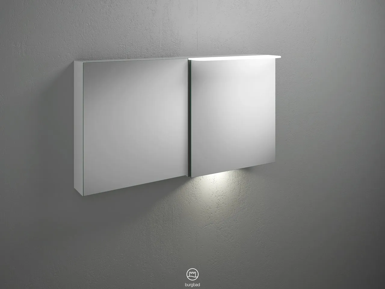 Burgbad Spiegelschrank Badu SFUB120, 310x1200x665 mm, LED-Aufsatzleuchte 4200 K, Schalter-Steckdosenelement, Glaseinlegeböden