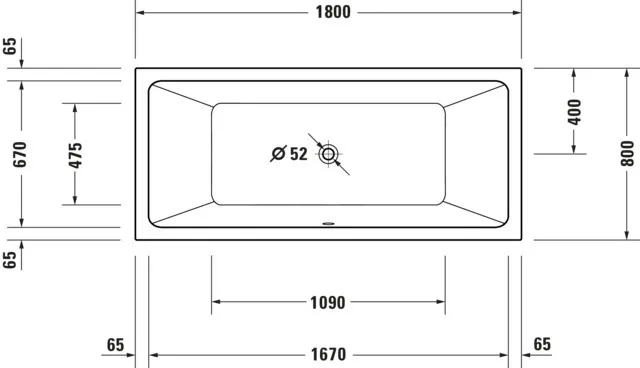 Duravit Badewanne „No.1“ rechteck 180 × 80 cm, Mittelablauf