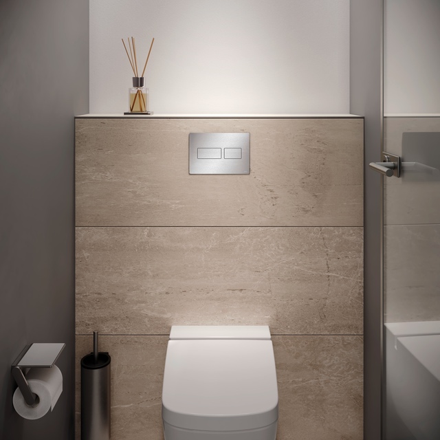 TECEsolid WC-Betätigungsplatte Edelstahl gebürstet mit Antifingerprint für Zweimengentechnik