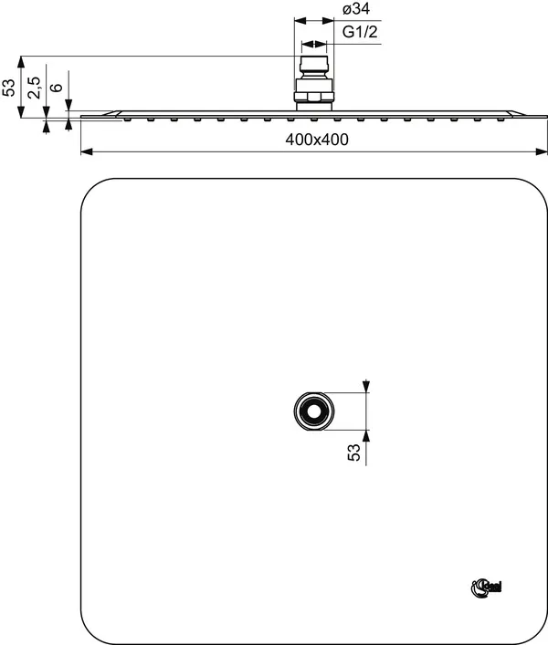 Ideal Standard IdealRainCube Regenbrause Idealrain Luxe 400x400mm Edelstahl poliert Ideal Standard IdealRainCube Regenbrause Idealrain Luxe 400x400mm Edelstahl poliert