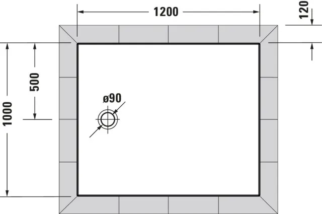 Duravit rechteck Duschwanne „Tempano“ 120 × 100 cm ohne Antislip