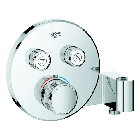 Thermostat Grohtherm SmartControl 29120, mit 2 Absperrventilen und integriertem Brausehalter, Fertigmontageset für Rapido SmartBox, Wandrosette rund, chrom Thermostat Grohtherm SmartControl 29120, mit 2 Absperrventilen und integriertem Brausehalter, Fertigmontageset für Rapido SmartBox, Wandrosette rund, chrom