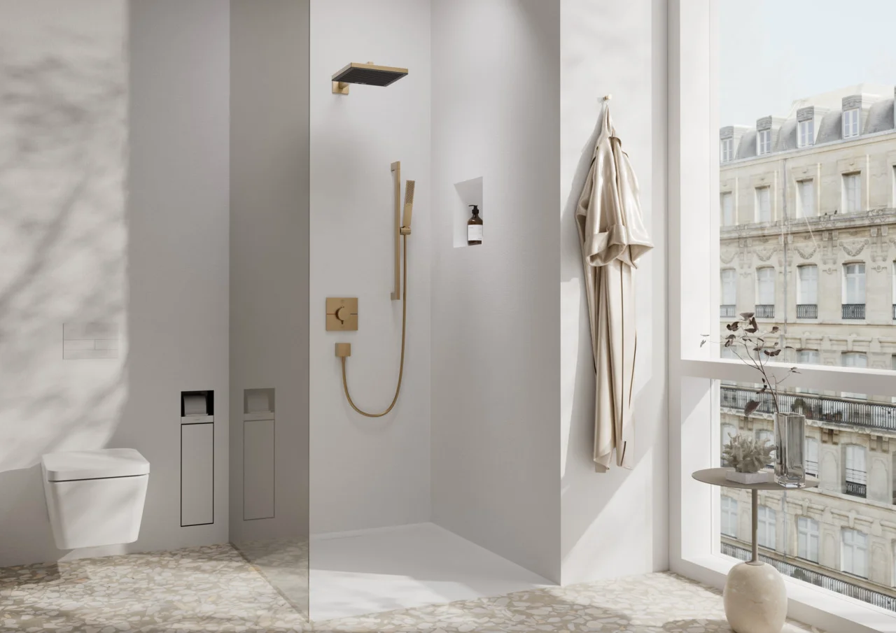 Hansgrohe ShowerSelect Comfort E Thermostat Unterputz, Brushed Bronze, 2 Verbraucher, max. Durchfluss 22,7 l/min, min./max. Betriebsdruck 1/10 bar Hansgrohe ShowerSelect Comfort E Thermostat Unterputz, Brushed Bronze, 2 Verbraucher, max. Durchfluss 22,7 l/min, min./max. Betriebsdruck 1/10 bar