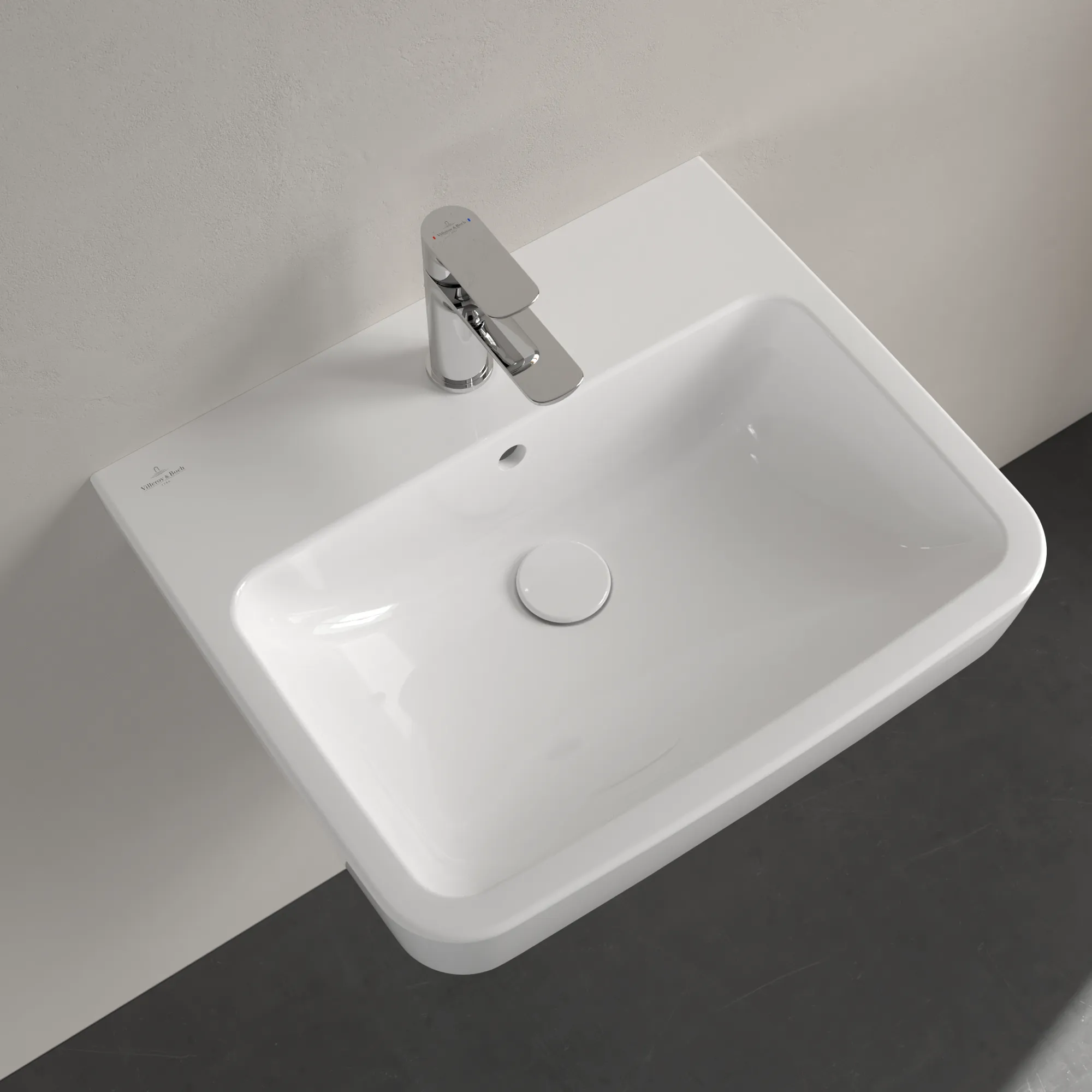Villeroy & Boch Wandwaschtisch „O.novo“ 550 × 460 × 175 mm, für Becken mittig, mit Hahnlochbohrung, Hahnlochposition mittig in Weiß Alpin Villeroy & Boch Wandwaschtisch „O.novo“ 550 × 460 × 175 mm, für Becken mittig, mit Hahnlochbohrung, Hahnlochposition mittig in Weiß Alpin