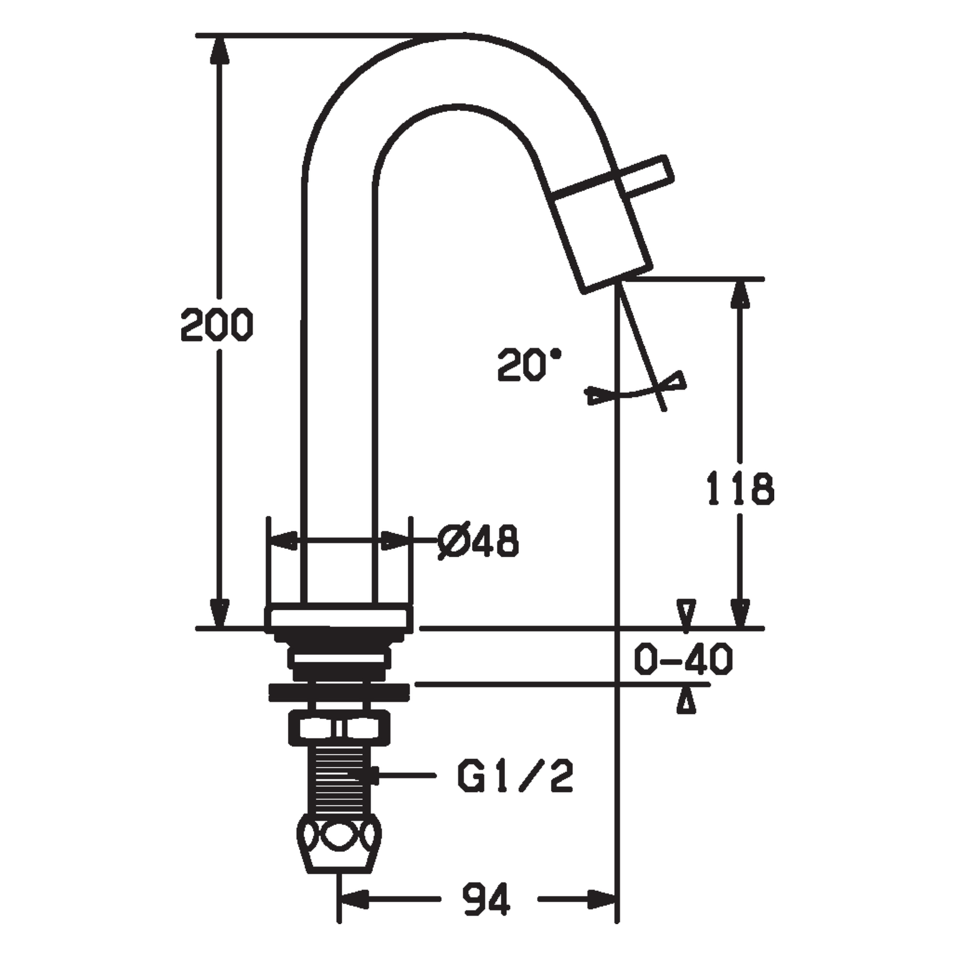 HA Einhebelmischer Waschtischbatterie HANSANOVA Style 5093 Ausladung 94 mm DN15 Chrom